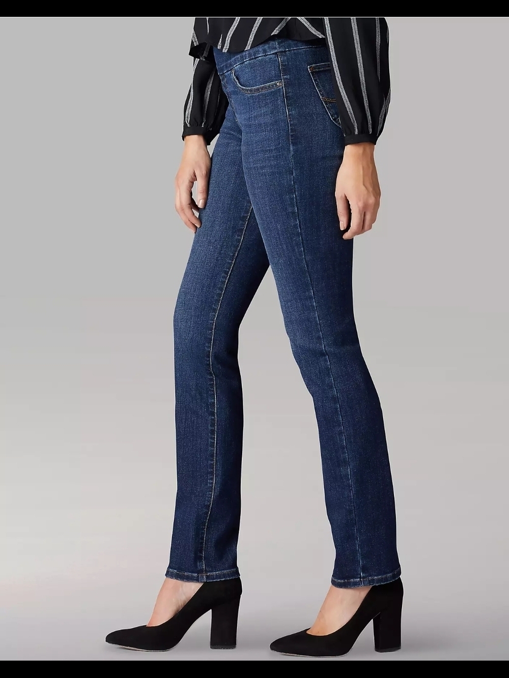 Lee Women's Slim Fit Pull On Jeans in Dark Blue